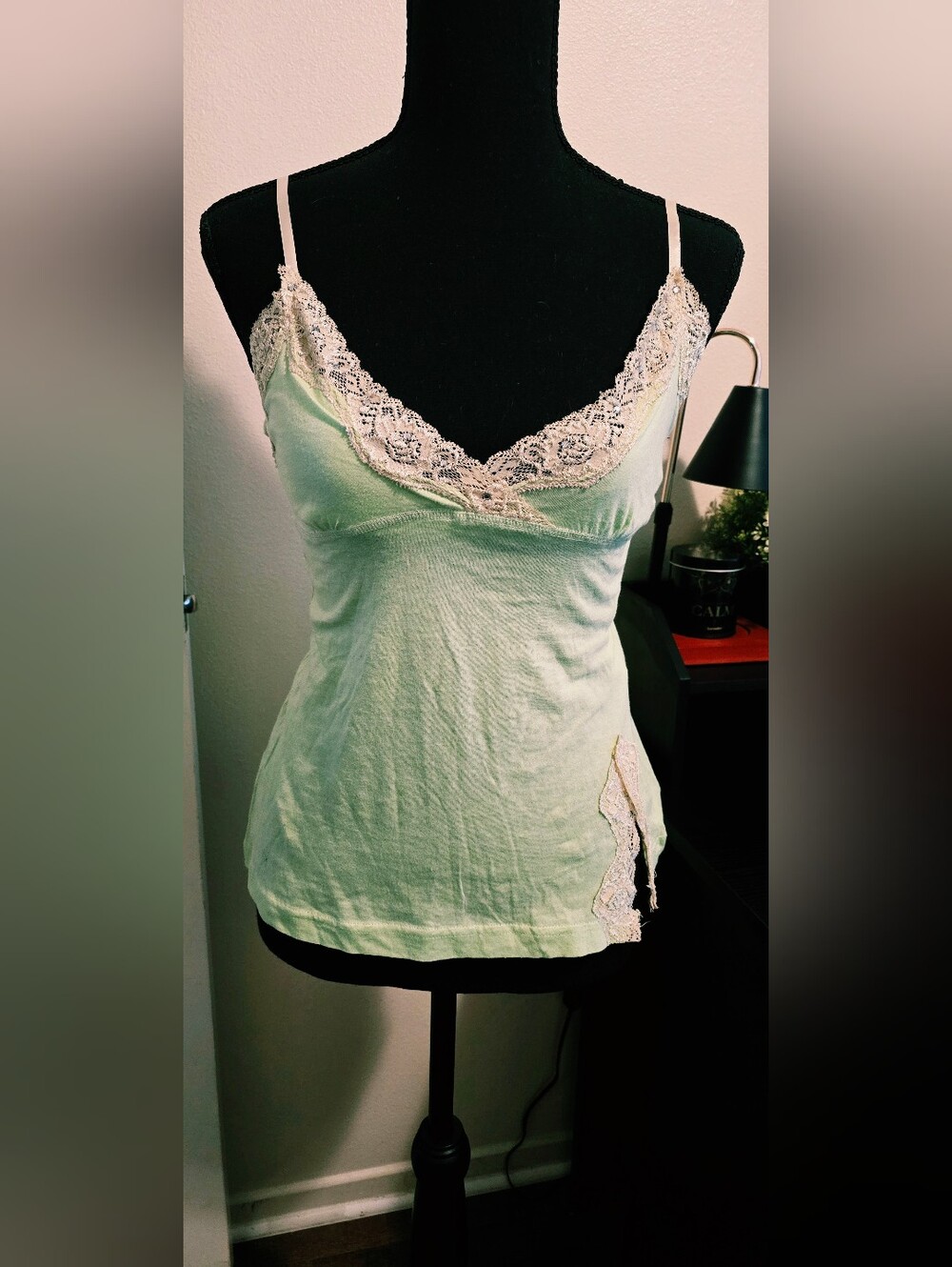 Self Esteem Light Mint Lace-Trim Camisole
